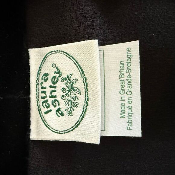 Vintage Laura Ashley Victorian Riding Dress Black Velvet Trim 4 - Picture 8 of 9